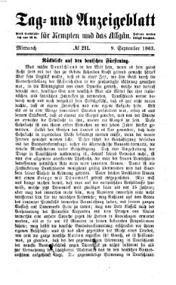 Tag- und Anzeigeblatt für Kempten und das Allgäu Mittwoch 9. September 1863