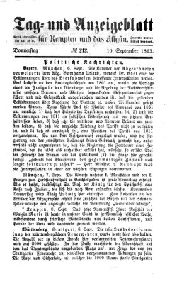 Tag- und Anzeigeblatt für Kempten und das Allgäu Donnerstag 10. September 1863