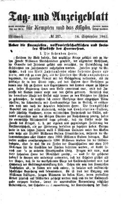 Tag- und Anzeigeblatt für Kempten und das Allgäu Mittwoch 16. September 1863