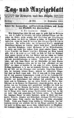 Tag- und Anzeigeblatt für Kempten und das Allgäu Freitag 18. September 1863