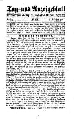 Tag- und Anzeigeblatt für Kempten und das Allgäu Freitag 2. Oktober 1863