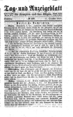 Tag- und Anzeigeblatt für Kempten und das Allgäu Sonntag 11. Oktober 1863