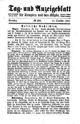 Tag- und Anzeigeblatt für Kempten und das Allgäu Samstag 24. Oktober 1863