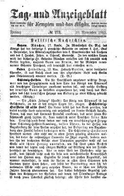 Tag- und Anzeigeblatt für Kempten und das Allgäu Freitag 20. November 1863
