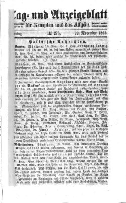 Tag- und Anzeigeblatt für Kempten und das Allgäu Sonntag 22. November 1863