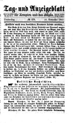 Tag- und Anzeigeblatt für Kempten und das Allgäu Donnerstag 26. November 1863