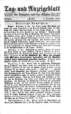 Tag- und Anzeigeblatt für Kempten und das Allgäu Sonntag 6. Dezember 1863
