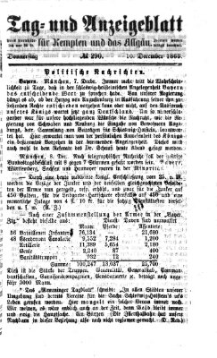 Tag- und Anzeigeblatt für Kempten und das Allgäu Donnerstag 10. Dezember 1863