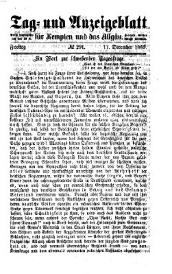Tag- und Anzeigeblatt für Kempten und das Allgäu Freitag 11. Dezember 1863