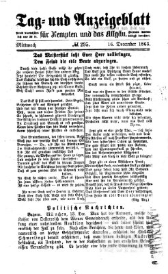 Tag- und Anzeigeblatt für Kempten und das Allgäu Mittwoch 16. Dezember 1863