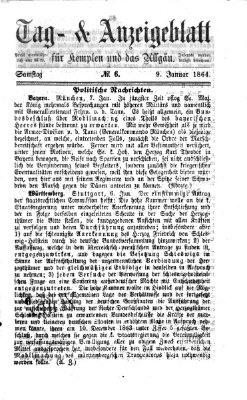 Tag- und Anzeigeblatt für Kempten und das Allgäu Samstag 9. Januar 1864