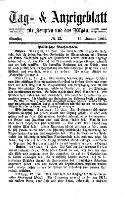 Tag- und Anzeigeblatt für Kempten und das Allgäu Samstag 16. Januar 1864