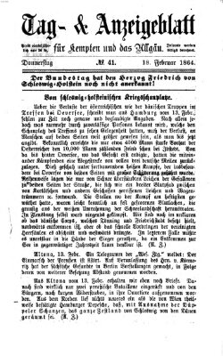 Tag- und Anzeigeblatt für Kempten und das Allgäu Donnerstag 18. Februar 1864