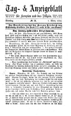 Tag- und Anzeigeblatt für Kempten und das Allgäu Dienstag 1. März 1864