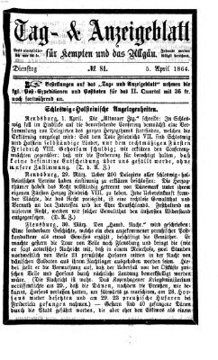 Tag- und Anzeigeblatt für Kempten und das Allgäu Dienstag 5. April 1864