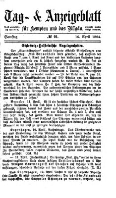 Tag- und Anzeigeblatt für Kempten und das Allgäu Samstag 16. April 1864