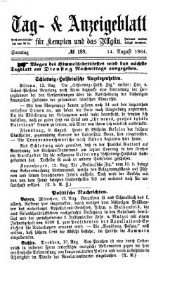 Tag- und Anzeigeblatt für Kempten und das Allgäu Sonntag 14. August 1864