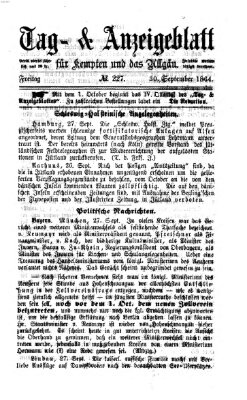 Tag- und Anzeigeblatt für Kempten und das Allgäu Freitag 30. September 1864