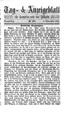 Tag- und Anzeigeblatt für Kempten und das Allgäu Donnerstag 3. November 1864