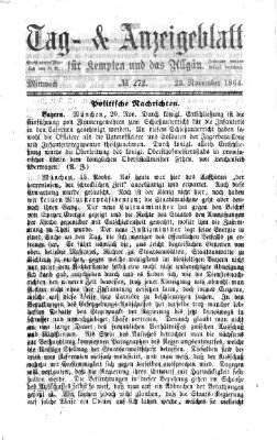 Tag- und Anzeigeblatt für Kempten und das Allgäu Mittwoch 23. November 1864
