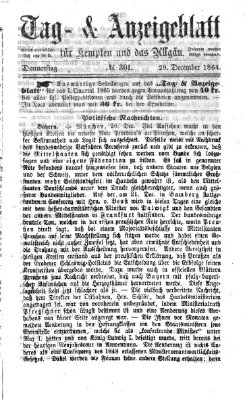 Tag- und Anzeigeblatt für Kempten und das Allgäu Donnerstag 29. Dezember 1864