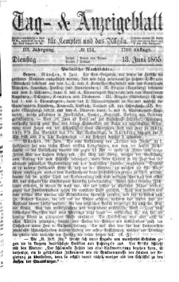 Tag- und Anzeigeblatt für Kempten und das Allgäu Dienstag 13. Juni 1865