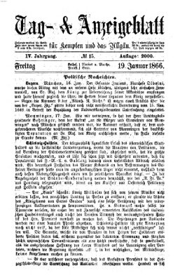 Tag- und Anzeigeblatt für Kempten und das Allgäu Freitag 19. Januar 1866