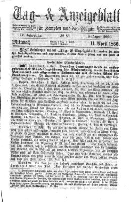 Tag- und Anzeigeblatt für Kempten und das Allgäu Mittwoch 11. April 1866