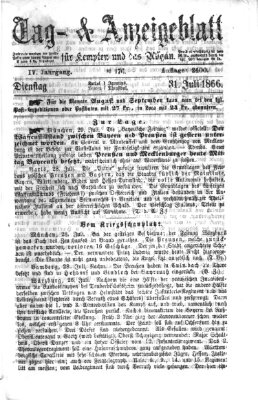 Tag- und Anzeigeblatt für Kempten und das Allgäu Dienstag 31. Juli 1866