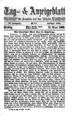 Tag- und Anzeigeblatt für Kempten und das Allgäu Freitag 21. September 1866