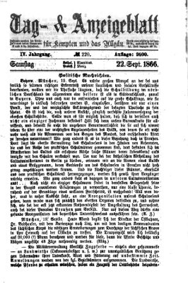 Tag- und Anzeigeblatt für Kempten und das Allgäu Samstag 22. September 1866