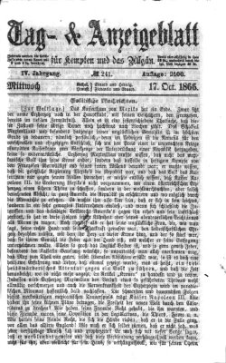 Tag- und Anzeigeblatt für Kempten und das Allgäu Mittwoch 17. Oktober 1866