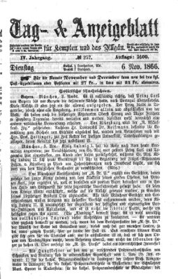 Tag- und Anzeigeblatt für Kempten und das Allgäu Dienstag 6. November 1866