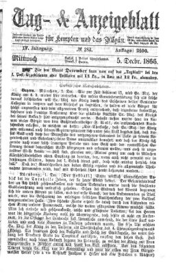 Tag- und Anzeigeblatt für Kempten und das Allgäu Mittwoch 5. Dezember 1866