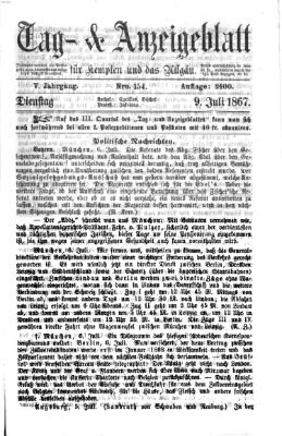 Tag- und Anzeigeblatt für Kempten und das Allgäu Dienstag 9. Juli 1867