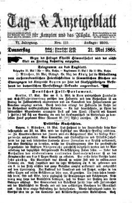 Tag- und Anzeigeblatt für Kempten und das Allgäu Donnerstag 21. Mai 1868