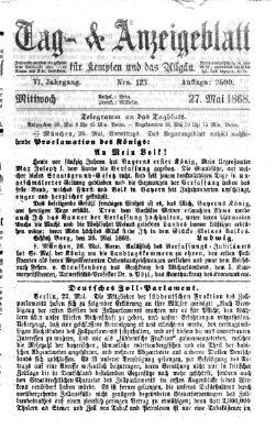 Tag- und Anzeigeblatt für Kempten und das Allgäu Mittwoch 27. Mai 1868