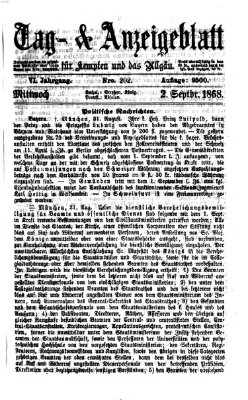 Tag- und Anzeigeblatt für Kempten und das Allgäu Mittwoch 2. September 1868