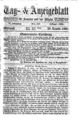 Tag- und Anzeigeblatt für Kempten und das Allgäu Mittwoch 23. September 1868
