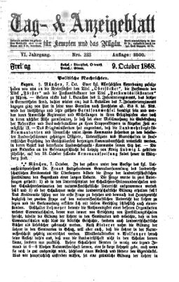 Tag- und Anzeigeblatt für Kempten und das Allgäu Freitag 9. Oktober 1868