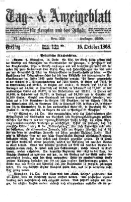 Tag- und Anzeigeblatt für Kempten und das Allgäu Freitag 16. Oktober 1868