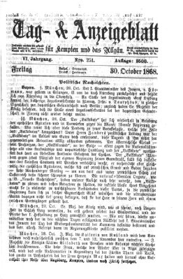 Tag- und Anzeigeblatt für Kempten und das Allgäu Freitag 30. Oktober 1868