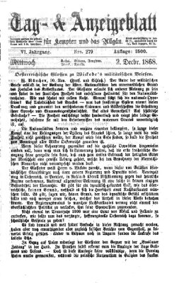 Tag- und Anzeigeblatt für Kempten und das Allgäu Mittwoch 2. Dezember 1868