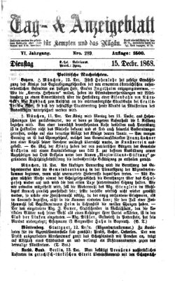 Tag- und Anzeigeblatt für Kempten und das Allgäu Dienstag 15. Dezember 1868