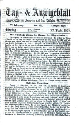 Tag- und Anzeigeblatt für Kempten und das Allgäu Dienstag 22. Dezember 1868