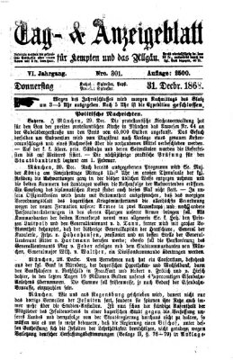 Tag- und Anzeigeblatt für Kempten und das Allgäu Donnerstag 31. Dezember 1868