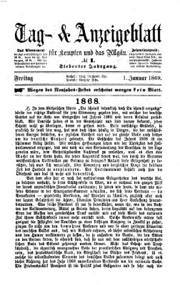 Tag- und Anzeigeblatt für Kempten und das Allgäu Freitag 1. Januar 1869