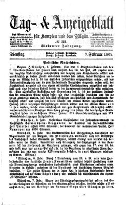 Tag- und Anzeigeblatt für Kempten und das Allgäu Dienstag 9. Februar 1869
