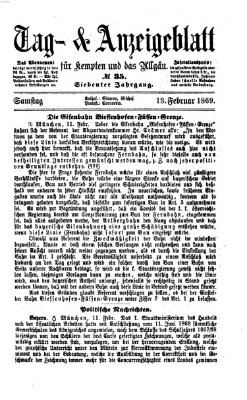 Tag- und Anzeigeblatt für Kempten und das Allgäu Samstag 13. Februar 1869