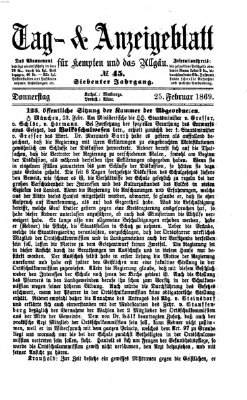 Tag- und Anzeigeblatt für Kempten und das Allgäu Donnerstag 25. Februar 1869